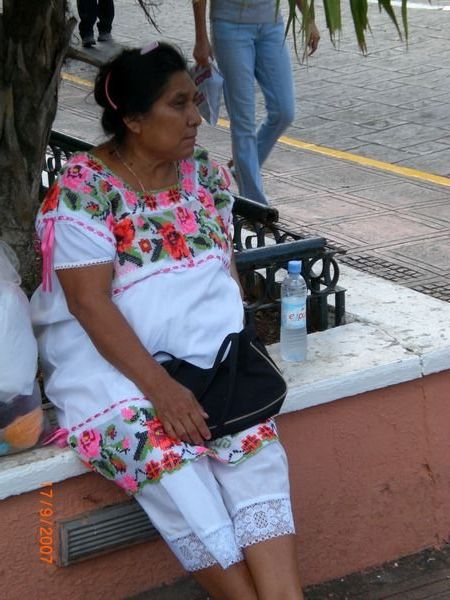 Mexican lady wearing traditional dress of this area
