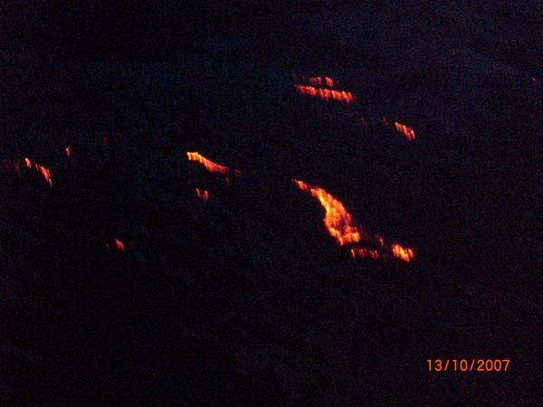 Lava from afar when it got dark.
