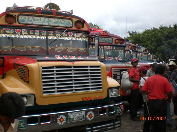 Lots of Chicken buses!