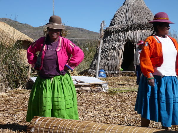 Local ladies on the floating islands