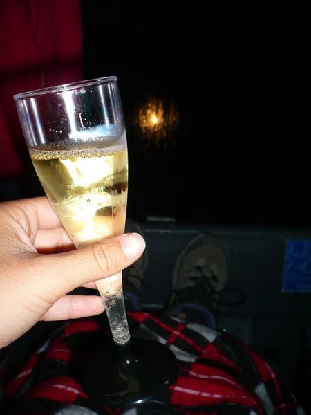 Champagne on the bus!