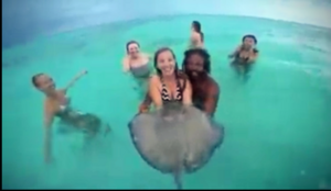 Holding a sting ray