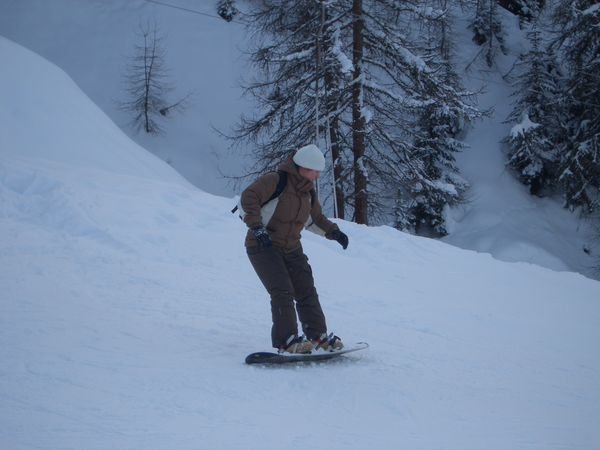 Katherine on a snowboard, I never thought it would happen!