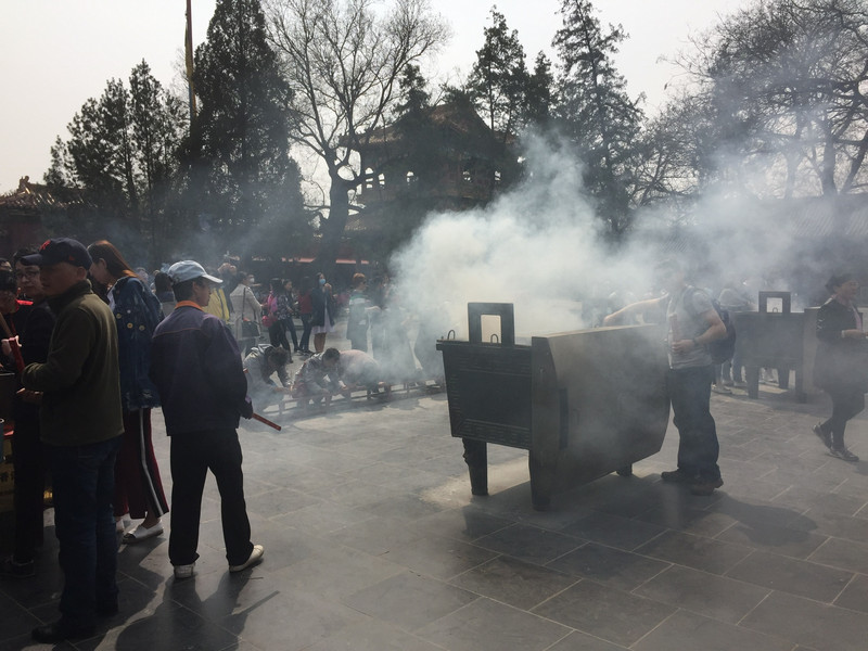 Burning Insence at Lama Temple - Paul is in the picture somewhere!