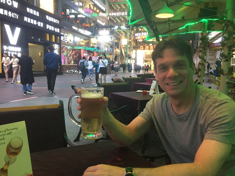 First draft beer in China. Shame it was Bud!