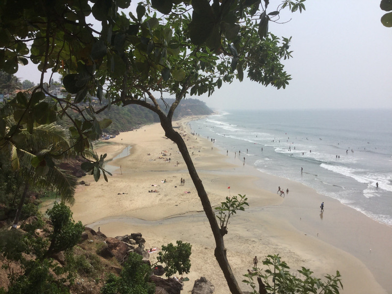 Varkala beach from the cliff top