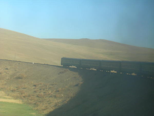 No 4 train slides through the desert