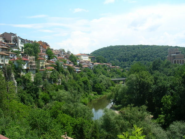lovely town built on steep hillsides sloping down to river