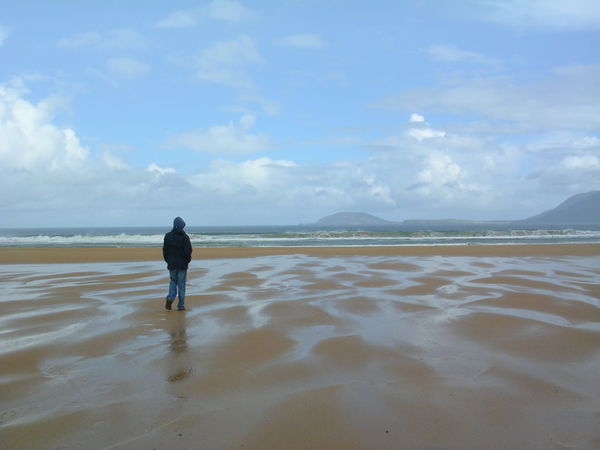 Walking across Portsalan beach