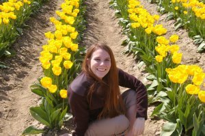 Stephanie and Yellow Tulips