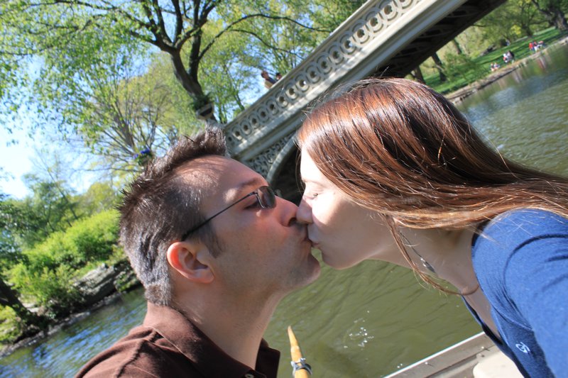 Kissing near Bow Bridge
