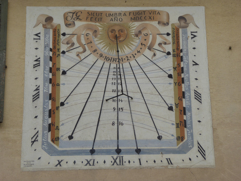 One of several sundials we saw painted on the sides of buildings