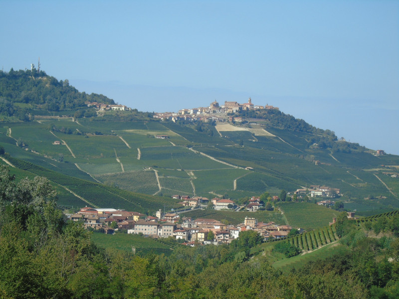 Barola and surrounding villages sitting amongst their vineyards