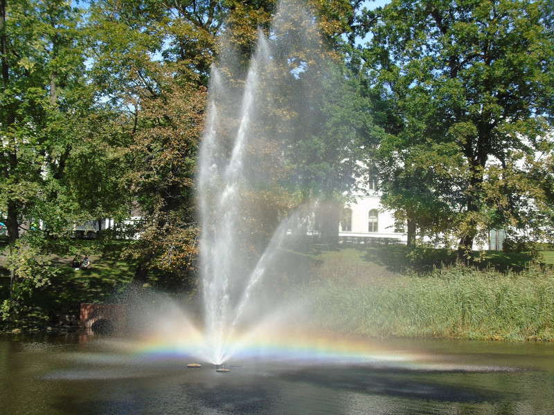 A bow on the fountain in the canal which runs through city
