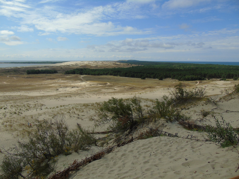 Looking along the Curonian Spit into Russia with the lagoon on the left and the Baltic on the right