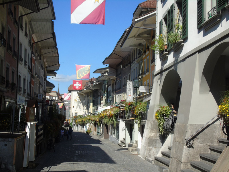 The flower and flag bedecked, two level Ober Hauptgasse
