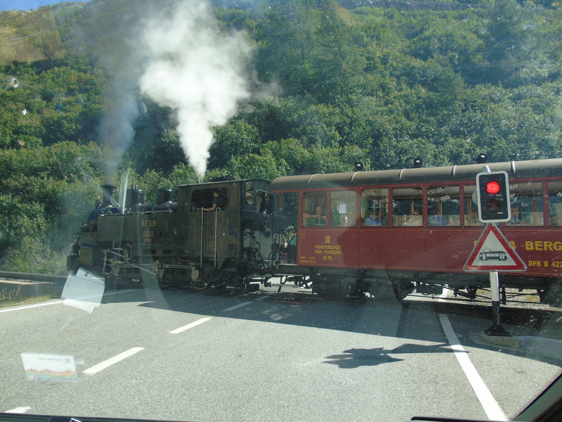 We had to give way to this steam train in Gletsch