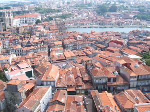 Cathedral, old town and river Douro from Torre dos Clérigos
