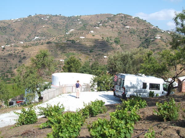 The van admiring the view from the finca