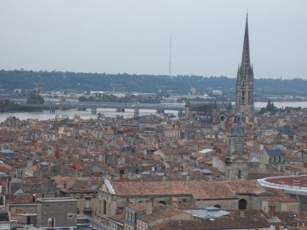 The city and Garonne estuary from cathedral bell tower