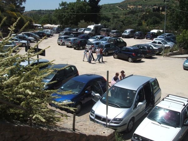 The car park at midday as we left