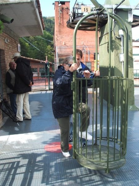 Wendy hopping on the funicular