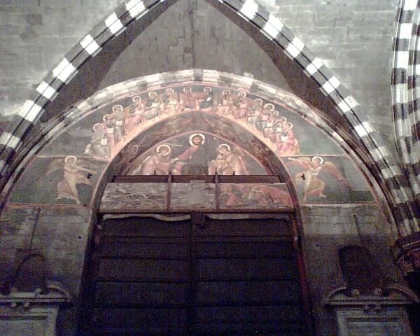 Ancient fresco on the other side of the door