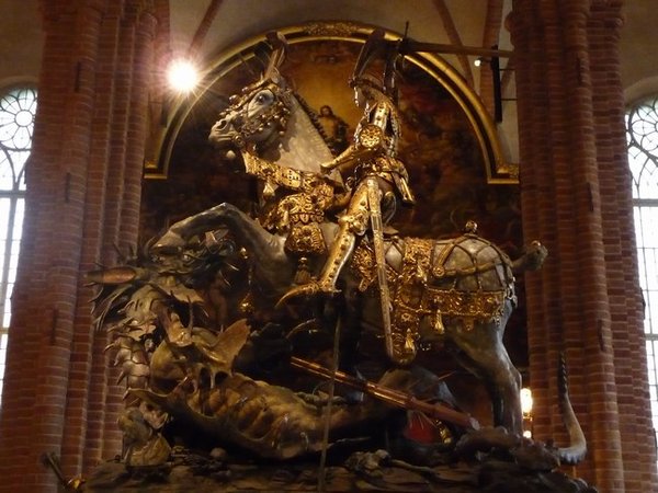 St George slaying the dragon in the cathedral