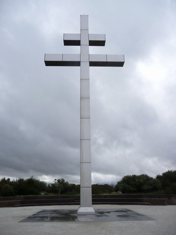 The Cross of Lorraine marking the spot on Juno Beach where Churchill, George VI and De gaulle visited within two weeks of D Day