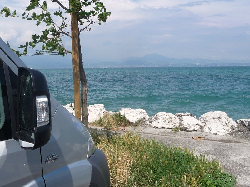 The van enjoying its last look at a choppy Lake Garda