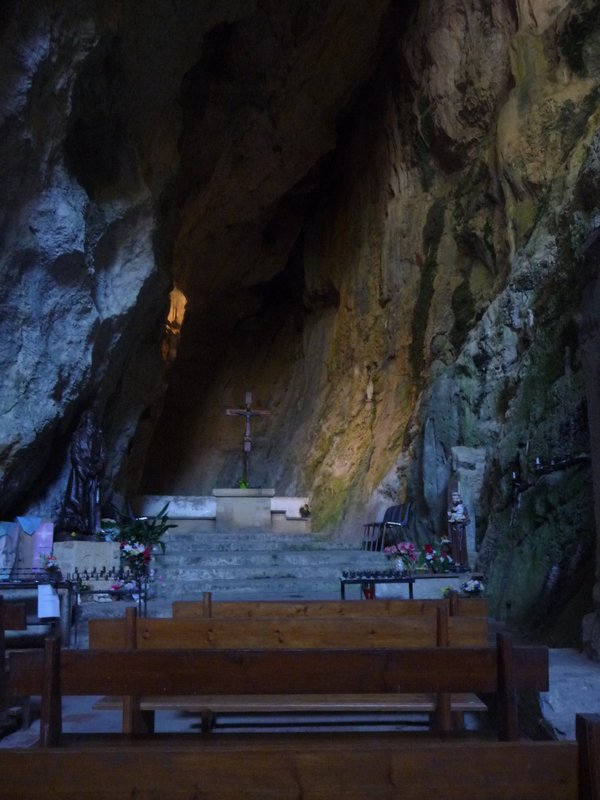 It has a church in a cave
