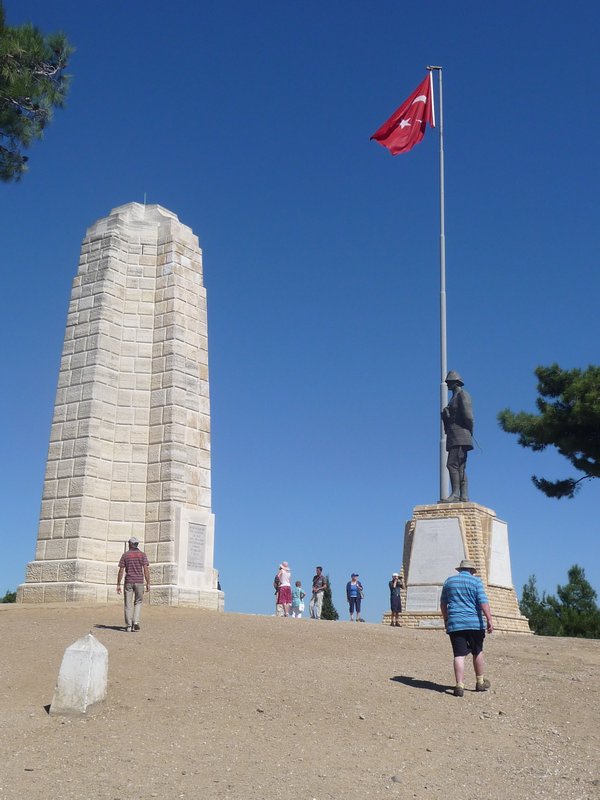 Chunuk  Bair the highest point of Gallipoli and the scene of heavy fighting with memorials to Mustafa Kemel and the New Zealanders