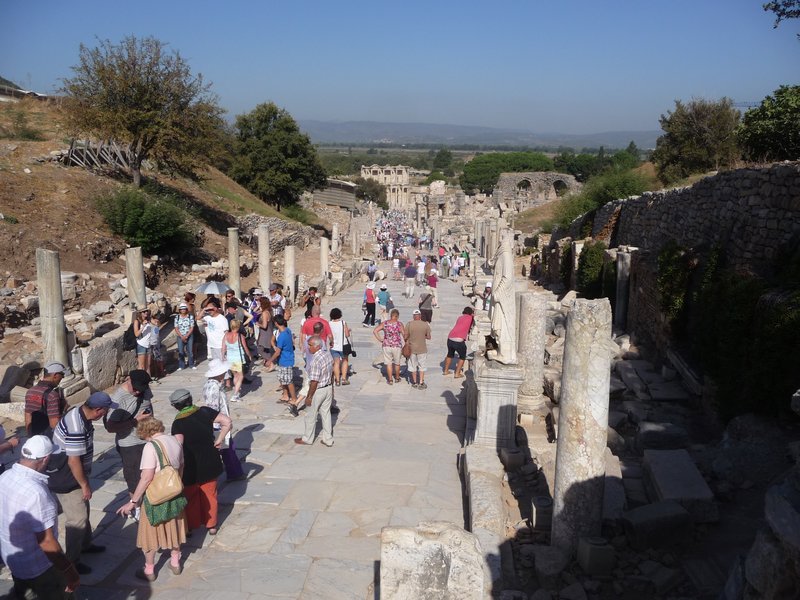 As there were no cruise ships at Kusadasi, this was apparently a quiet day to walk the streets of  Ephesus!