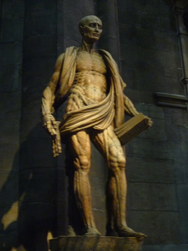 A gruesome 16th century statue of St Bartholomew