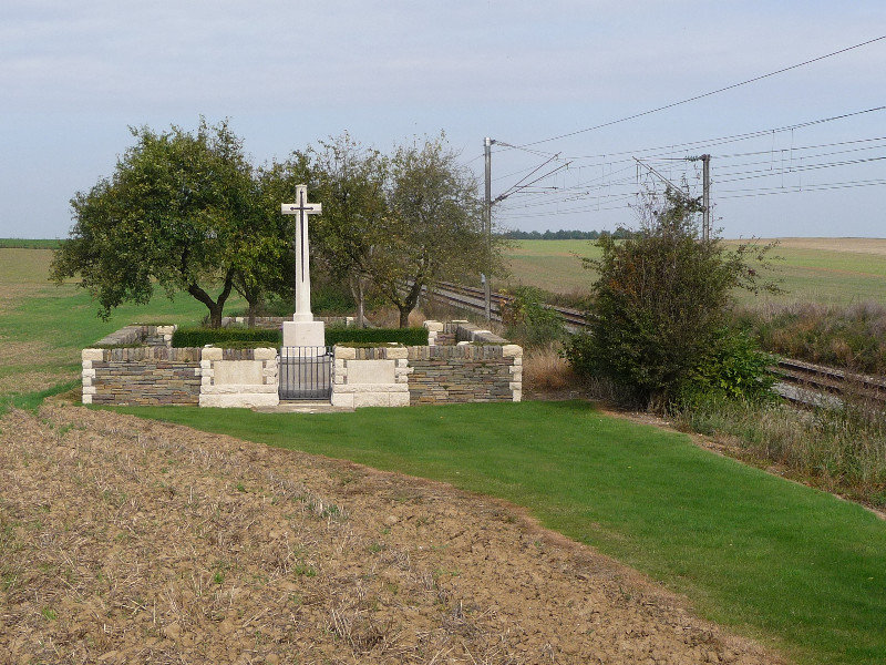 The small isolated Railway Cutting cemetery near the village of Gomiecourt just north of Bapaume