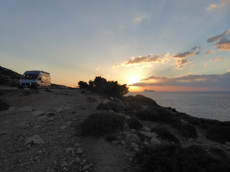 The van enjoying the sunset from its elevated position