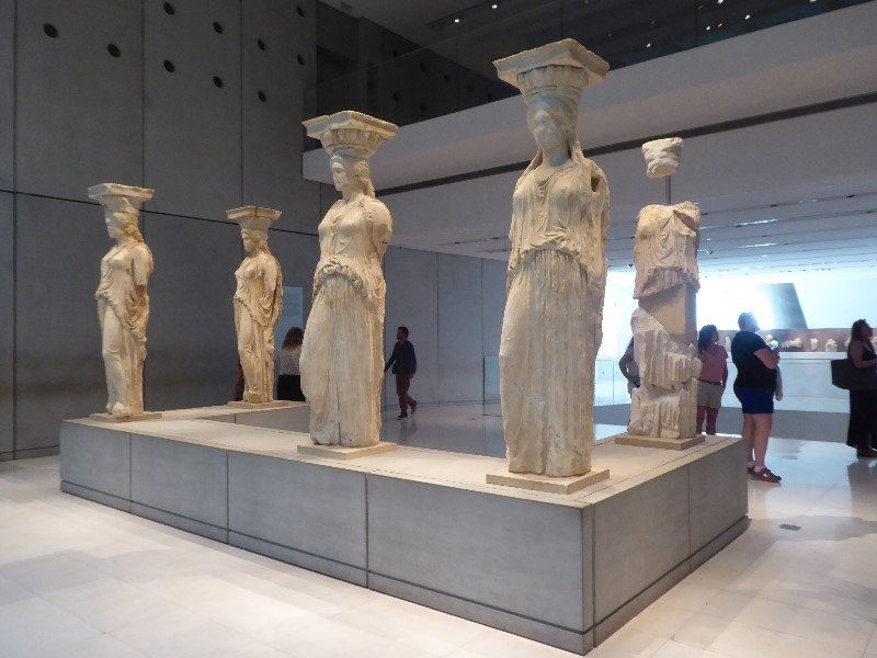 The Caryatids. There should be six, the one missing was one of the sculptures removed by Lord Elgin in 1801 (the Elgin Marbles) and is now in the British Museum
