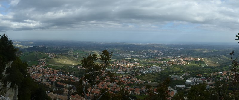 Looking over the modern town of San Marino and to the Adriatic coast
