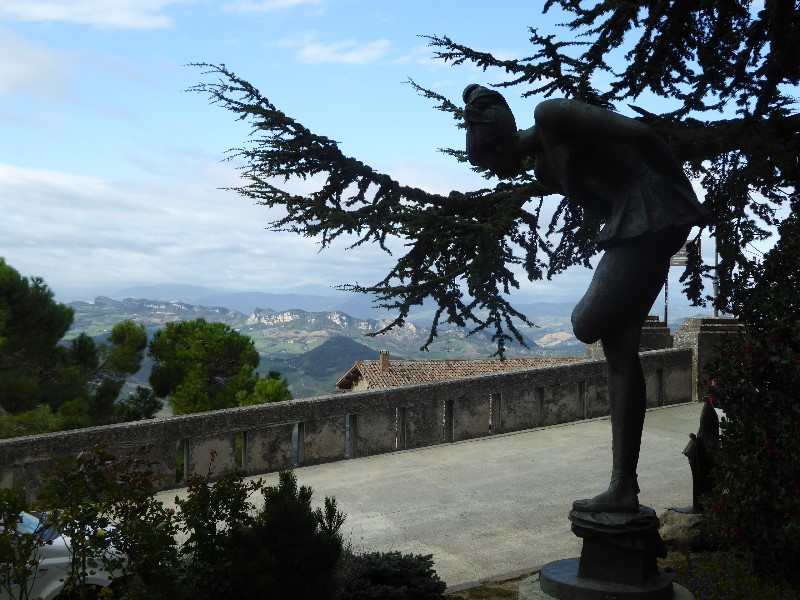There was an attractive small garden with some modern sculptures overlooking the nearby hills