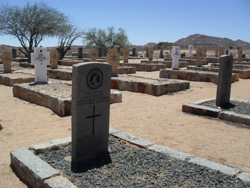 Aus was an area of fighting in the first world war and has this Commonwealth War Graves Cemetery with both South African and German casualties buried there