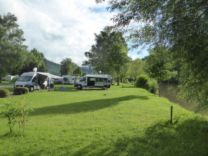 Our attractive pitches on the campsite were right by the river