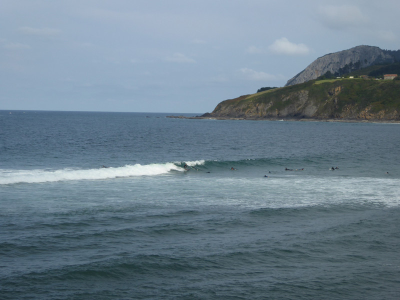 The waves breaking across the Rio Oka estuary