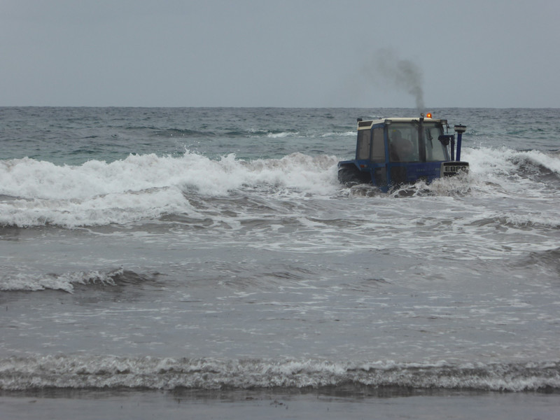 What’s this tractor doing in the sea?