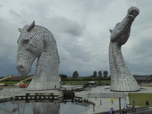 The Kelpies have a canal running between them
