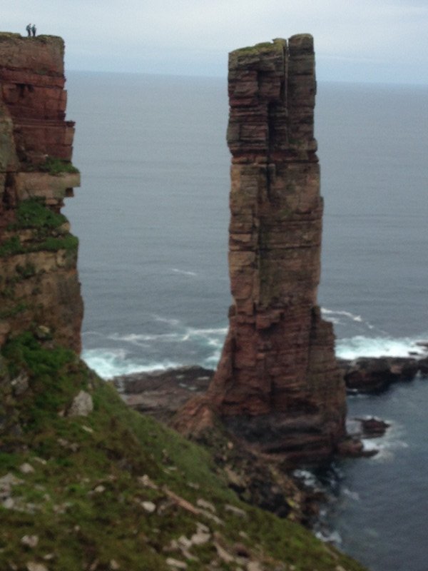 We met an Australian, Anna, at the Old Man of Hoy. She has sent us this picture. The couple on top of the cliff is us. It makes a suitable end piece to this blog