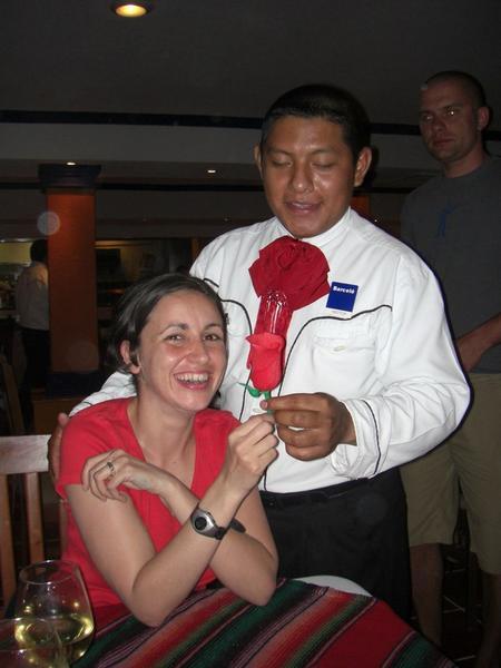 Great waiter called Hector in Cancun who showed us tricks and stuff
