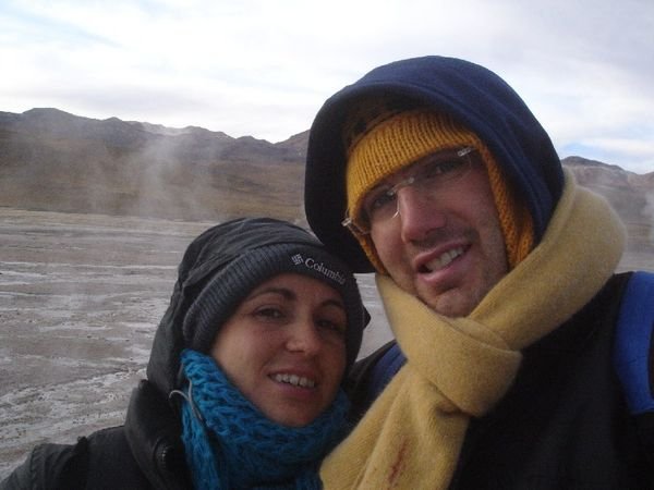 Helen and I putting a brave face on the -8 degrees and 6.30am arrival at the geysers