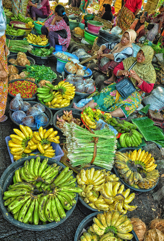 market lady and bananas