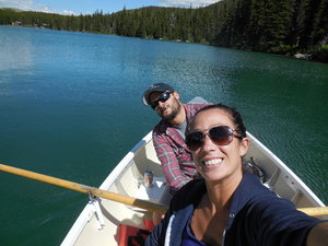 Us fisihng in Swiftcurrent Lake