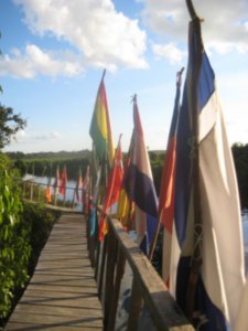 Flags of the world at the sunset bar, Amazon